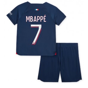 Paris Saint-Germain Kylian Mbappe #7 kläder Barn 2023-24 Hemmatröja Kortärmad (+ korta byxor)